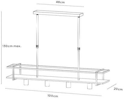 Lucide Hanglamp Milonga, zwart, lengte 100 cm, metaal/hout zwart, licht hout