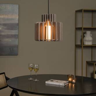 Lucide hanglamp Rollo, taupe, Ø 31 cm, stof/metaal/glas