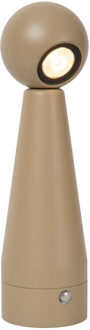 Lucide IPSOS - Oplaadbare Tafellamp - Accu/Batterij - LED Dimb. - 1x3W 2700K - Taupe