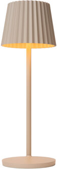 Lucide JUSTINE - Oplaadbare Tafellamp Binnen/Buiten - Accu/Batterij - LED Dimb. - 1x2W 2700K - IP54 - Met draadloos oplaadstation - Beige