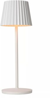 Lucide JUSTINE - Oplaadbare Tafellamp Binnen/Buiten - Accu/Batterij - LED Dimb. - 1x2W 2700K - IP54 - Met draadloos oplaadstation - Wit
