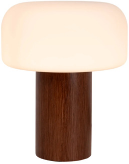 Lucide KENAN - Tafellamp - Ø 22 cm - 1xE14 - Donkere Houtlook