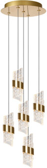 Lucide KLIGANDE - Hanglamp - Ø 30 cm - LED Dimb. - 5x8W 2700K - Mat Goud / Messing