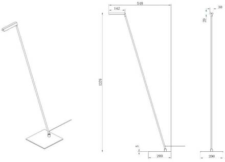 Lucide Lavale LED vloerlamp, wit, dimbaar, hoogte 138 cm