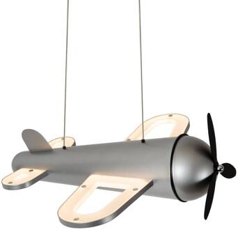 Lucide LED hanglamp voor kinderkamers Fokker, grijs Lengte 46 cm Metaal grijs, zwart