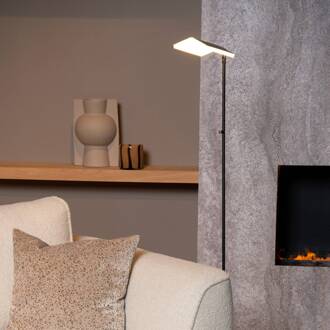 Lucide LED vloerlamp Aaron, zwart, dimbaar tot warm, hoogte 134 cm