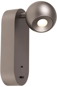 Lucide MONTANA - Wandlamp - LED - CCT - 1x6,3W 2700K/4000K - Met USB oplaadpunt - Grijs ijzer | Premium