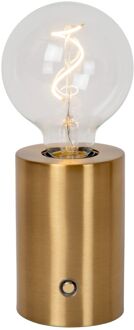 Lucide Oplaadbare Tafellamp Vivo - Mat Goud - D8cm - Warm Wit - E27 - 1w