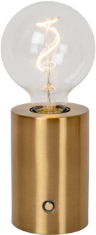Lucide Oplaadbare Tafellamp Vivo - Mat Goud - D8cm - Warm Wit - E27 - 1w