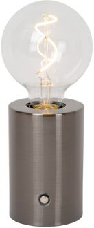 Lucide Oplaadbare Tafellamp Vivo - Mat Zwart Chroom - D8cm - Warm Wit - E27 - 1w