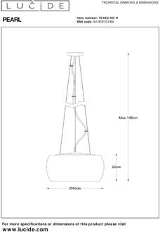 Lucide Pearl Hanglamp Grijs, Zilver