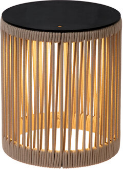 Lucide PINGI - Oplaadbare Vloerlamp Binnen/Buiten - Accu/Batterij - Ø 33,5 cm - LED 3 StepDim - 1x3W 3000K - IP44 - Taupe