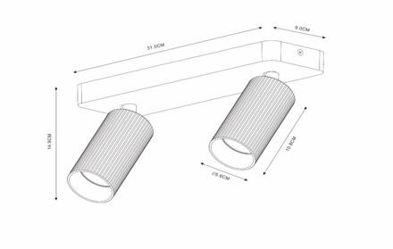 Lucide Plafondspot Clubs, 2-lamps, zwart