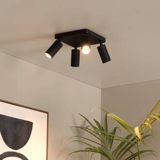 Lucide Plafondspot Clubs, zwart, 4-lamps, GU10, aluminium