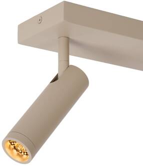 Lucide Plafondspot Grado, lengte 25 cm, taupe, metaal, 2-lamps.