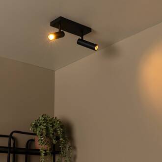Lucide Plafondspot Grado, lengte 25 cm, zwart, metaal, 2-lamps.