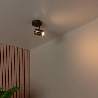 Lucide Plafondspot Upton, hoogte 13 cm, zwart/rookgrijs, metaal zwart, rookgrijs