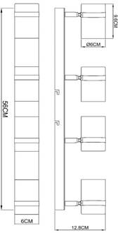 Lucide Plafondspot Upton, lengte 56 cm, zwart/rookgrijs, 4-lamps. zwart, rookgrijs
