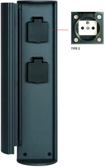 Lucide POWERPOINT - Buitenstopcontact zuil - Stopcontacten met penaarde - Type E - FR, BE, POL, SVK & CZE norm - Ø 10 cm - IP44 ? Antraciet