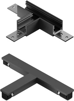 Lucide Premium LINIAL T-koppelstuk - 1-fase Railsysteem / Railverlichting - Smart - 48V Track - Mat Zwart Chroom