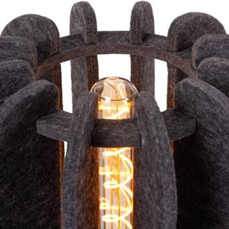 Lucide Rafal tafellamp van textiel, Ø 23 cm, grijs, E27 zwart, grijs