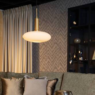 Lucide Singala hanglamp, Ø 30 cm, glas, 1-lamp, opaal, E27 zwart, goud