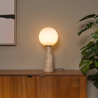 Lucide Tafellamp Evin, crèmekleurig, hoogte 46 cm, steen/glas crème, wit