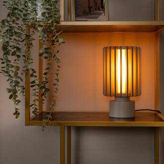 Lucide Tafellamp Lambres, taupe, hoogte 27 cm, metaal