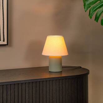 Lucide Tafellamp Macia, groen/beige, hoogte 27 cm, keramiek/stof groen, naturel