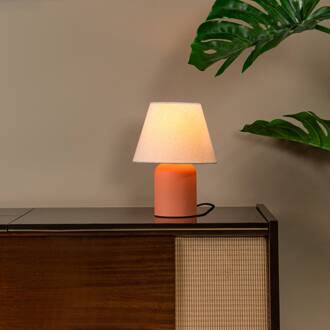 Lucide Tafellamp Macia, terracotta/natuurlijke kleur 27 cm Keramiek/stof terracotta, naturel