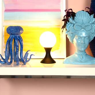 Lucide Tafellamp Moya met glazen kap, zwart zwart, opaal