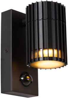 Lucide TIMBALA - Wandspot / Wandlamp Binnen/Buiten - 1xGU10 - IP44 - Beweging & dag/nacht sensor - Zwart | Essential