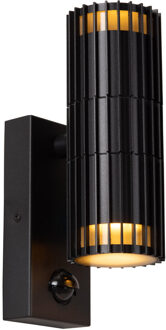Lucide TIMBALA - Wandspot / Wandlamp Binnen/Buiten - 2xGU10 - IP44 - Beweging & dag/nacht sensor - Zwart | Essential