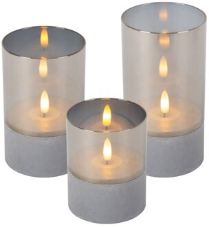 Lucide VELAS - Tafellamp - Batterijen - Ø 8 cm - LED - 3x0,2W 2700K - Fumé - Set van 3