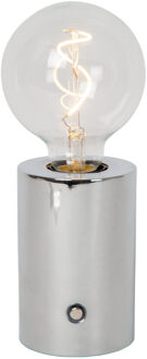 Lucide VIVO - Oplaadbare Tafellamp - Accu/Batterij - Ø 8 cm - LED Dimb. - E27 - 1x1W 2700K - Chroom