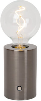 Lucide VIVO - Oplaadbare Tafellamp - Accu/Batterij - Ø 8 cm - LED Dimb. - E27 - 1x1W 2700K - Mat zwart chroom