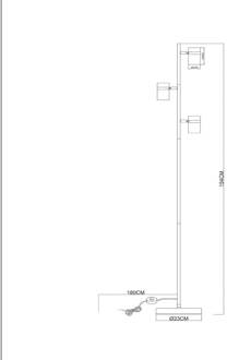 Lucide Vloerlamp Upton, hoogte 154 cm, zwart/rookgrijs, 3-lamps. zwart, rookgrijs