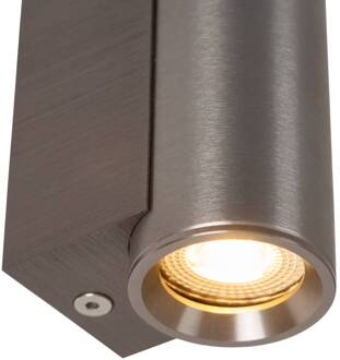 Lucide Wandspot Dupla, grijs, hoogte 9 cm, metaal