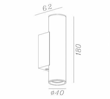 Lucide Wandspot Dupla, roestkleurig, hoogte 18 cm, metaal, 2-lamps.