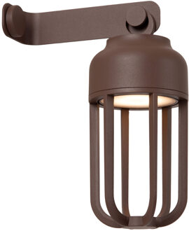Lucide WELLS - Oplaadbare Wandlamp Binnen/Buiten - Accu/Batterij - Ø 10 cm - LED Dimb. - CCT - 1x5W 2700K/4000K - IP54 - Roest bruin | Essential