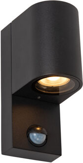 Lucide ZARO IR - Wandspot / Wandlamp Binnen/Buiten - 1xGU10 - IP65 - Beweging & dag/nacht sensor (uitschakelbaar) - Zwart