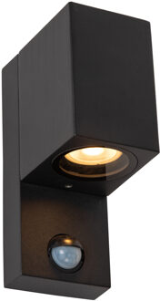 Lucide ZARO IR - Wandspot / Wandlamp Binnen/Buiten - 1xGU10 - IP65 - Beweging & dag/nacht sensor (uitschakelbaar) - Zwart