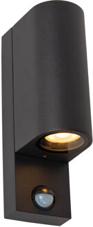 Lucide ZARO IR - Wandspot / Wandlamp Binnen/Buiten - 2xGU10 - IP65 - Beweging & dag/nacht sensor (uitschakelbaar) - Zwart