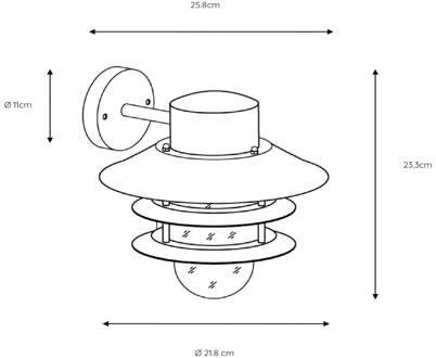 Lucide ZICO Wandlamp 1xE27 - Zwart