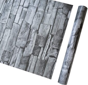 Luckyyj Grey Stone Behang Schil En Stok Behang 3D Zelfklevende Film Verwijderbare Vinyl Muurstickers Plank Lade Liner 45x600cm