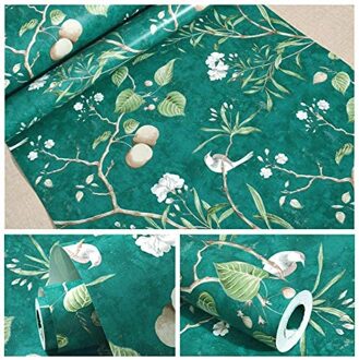 Luckyyj Schil En Stok Groen Behang Bloem & Vogel Zelfklevende Decor Contact Papier Waterdicht Verwijderbare Stickers Vinyl Film 45x300cm