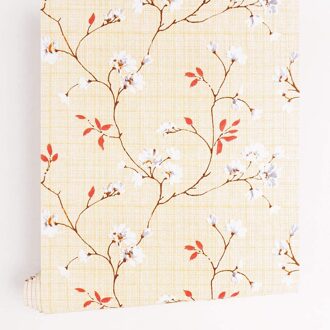 Luckyyj Vinyl Bloemen Behang Schil En Stok Witte Bloem Rode Bladeren Zelfklevende Film Verwijderbare Waterdichte Decoratieve Sticker 45x600cm