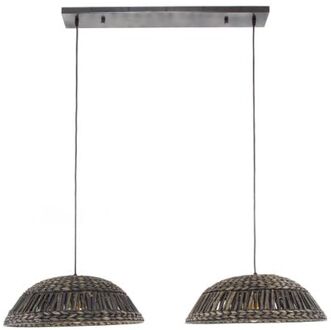 Lucy hanglamp 2x dome - zwart nikkel