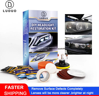 LUDUO DIY Headlight Restoration Polishing Kits Headlamp Clean Paste Systems Car Care Wash Head Lamps Brightener Refurbish Repair