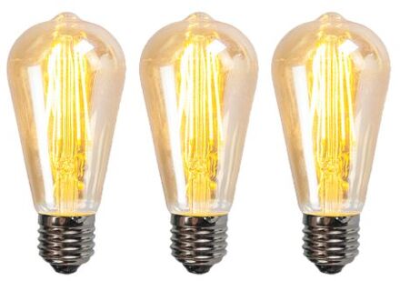 LUEDD Set van 3 E27 dimbare LED filament smoke lamp ST64 5W 450 lumen 2200K